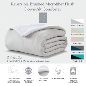 Reversible Brushed Microfiber Plush Down-Alternative Comforter Set - 1 of 4