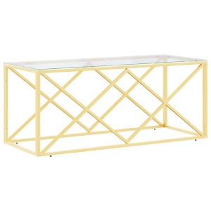 vidaXL Coffee Table Gold Stainless Steel, Tempered Glass Medium Durable - 1 of 4