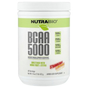 NutraBio BCAA 5000, Strawberry Lemonade, 1 lb (452 g) - 1 of 4