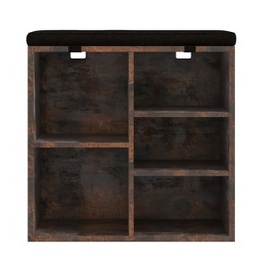 Shoe Storage Bench, 10 Cubbies Shoe Bench with Cushion and Side Pocket, 41 Inch Entryway Shoe Organizer, Cubby Shoe Rack with Adjustable Shelves - 1 of 4