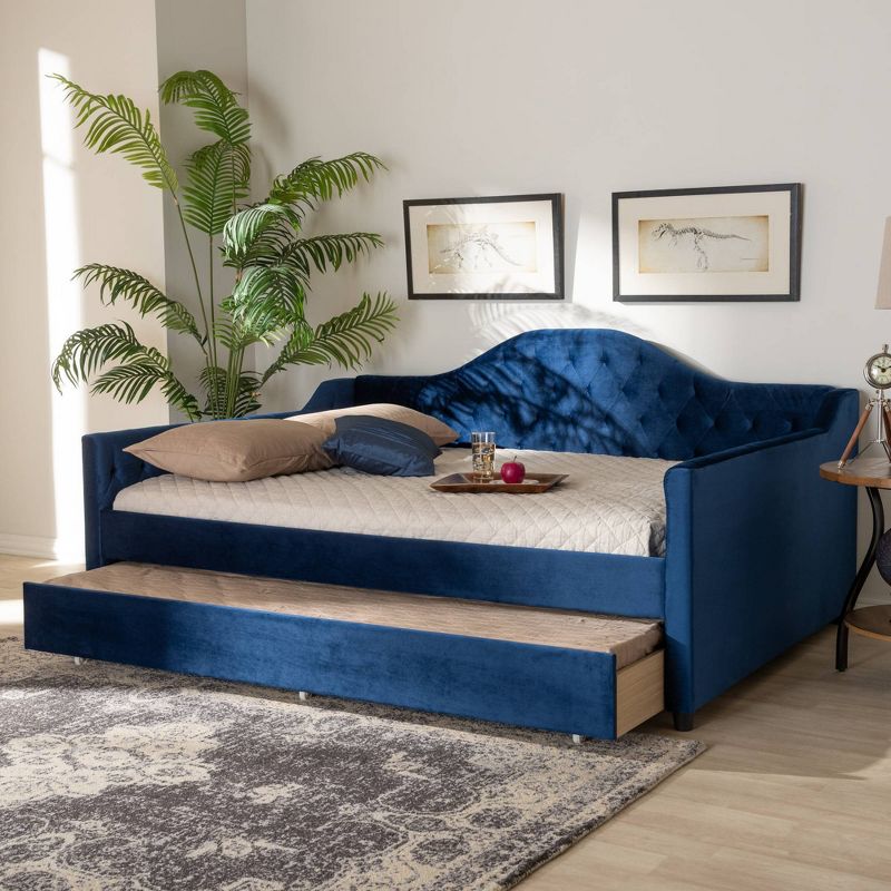 Perry Velvet Daybed with Trundle - Baxton Studio, 5 of 12