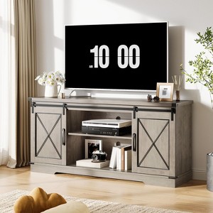 Farmhouse TV Stand for 65" TVs – Entertainment Center with Sliding Barn Doors, Adjustable Shelf & Storage Cabinet for Living Room or Bedroom - 1 of 4