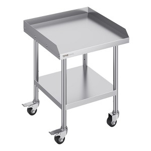 VEVOR Stainless Steel Work Table, 24 x 24 x 30 Inch Commercial Food Prep Worktable with 4 Wheels,Casters, 3-Sided Backsplash HeavyDuty Prep Worktable - 1 of 4