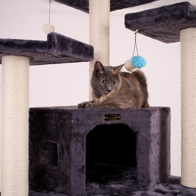 82-Inch Dark Gray Multi-Level Cat Tree with Sisal Posts