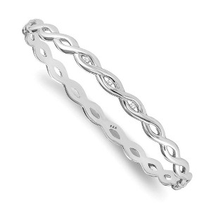 Black Bow Jewelry Rhodium Plated Sterling Silver & Diamond Twist Bangle Bracelet - 1 of 4