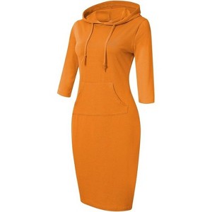 Coolmee Women's Casual Pocket Slim Pullover Maxi Hoodie Dress - 1 of 4