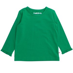 RuffleButts Toddler Girls Knit Long Sleeve Ruffle Layering Tee - Green, 4T - 1 of 2