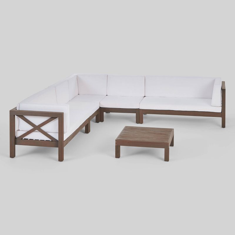 Brava 6pc Acacia Wood Sectional Patio Seating Set - Christopher Knight Home, 3 of 8