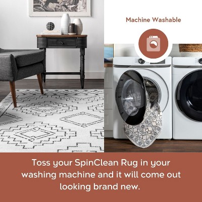 Ivory Elegance Synthetic 5' x 8' Washable Moroccan Area Rug