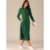 INSPIRE CHIC Women's Long Sleeve Round Neck Casual Stretchy A-Line Midi Dress - 2 of 4