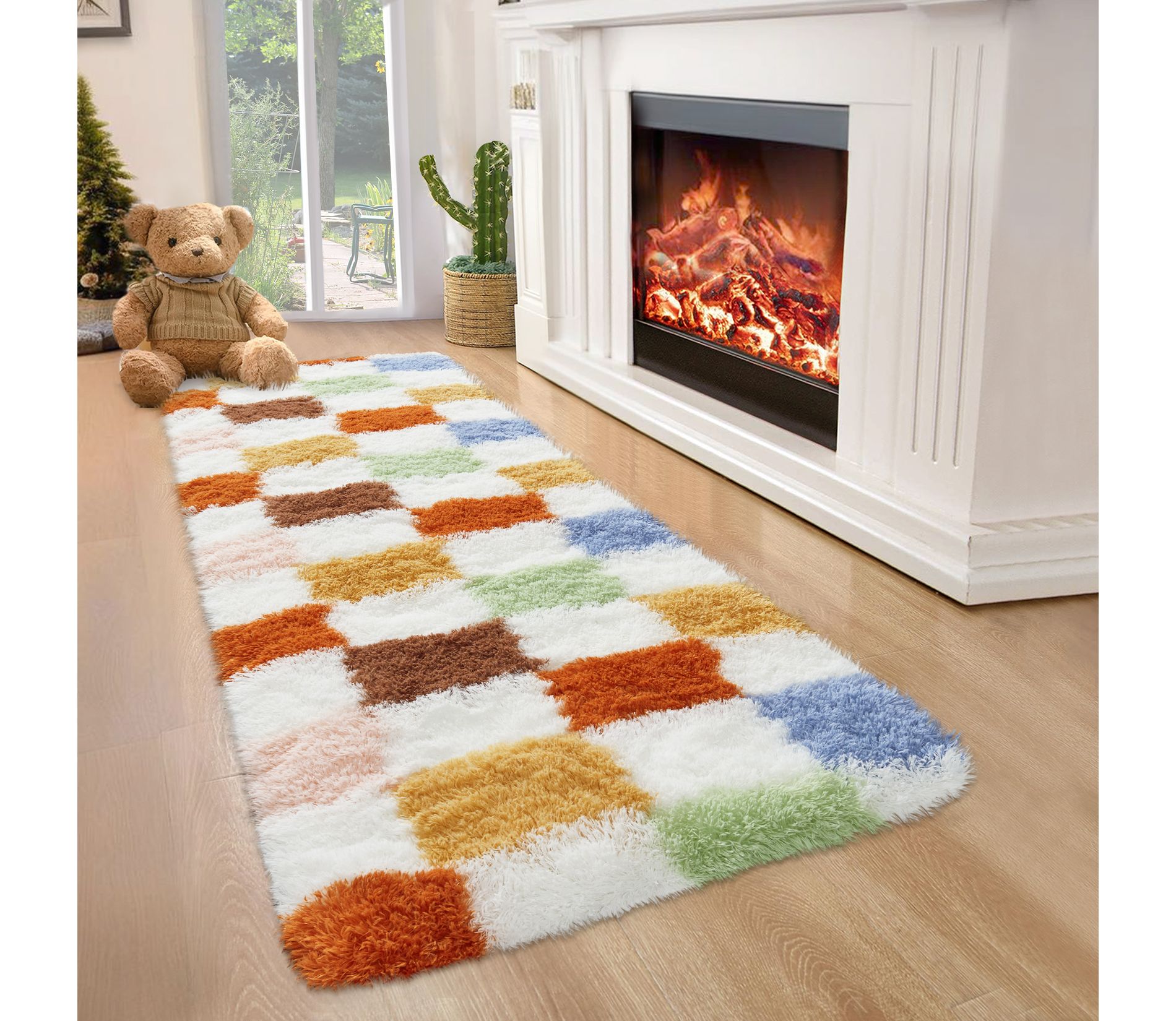 Indoor Modern Soft Fluffy Living Room Rugs, Plush Shaggy Non Slip Area Rug for Nursery Kids Room Bedroom