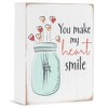 Elanze Designs You Make My Heart Smile Jar Bouquet 3 x 4 Distressed White Wood Block Sign - 2 of 4