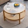 Modern Simple Circular Double-layer Solid Wood Tea Table Rattan Woven Chinese Side Table Small Round Table Suitable For Living Room - 2 of 4