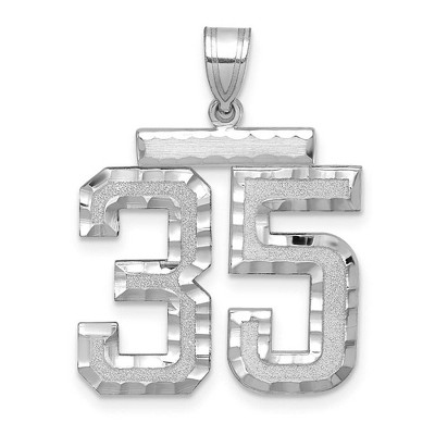 Black Bow Jewelry 14k White Gold, Varsity Collection, Large D/C Pendant, Number 35