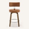 Bekrvio 26" Swivel Counter Height Bar Stools, Faux Leather Upholstered with Back, Walnut Wood Legs, Mid Century Kitchen Island Counter Chairs - 4 of 4