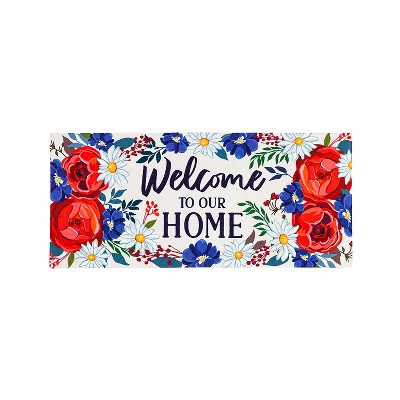 Evergreen Patriotic Welcome to Our Home Sassafras Indoor Outdoor Switch Doormat 1'10"x10" Multicolored