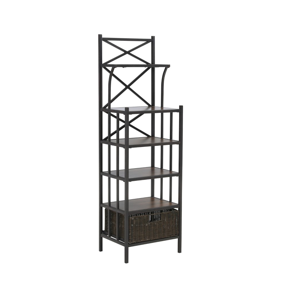Scorcham Bakers Rack Tower Rustic  With Dark Distressed Pine - Aiden Lane