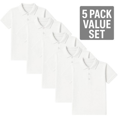 Boys Polo Shirts 5-Pack – Short Sleeve Cotton Uniform Shirts for School, Casual & Daily Wear