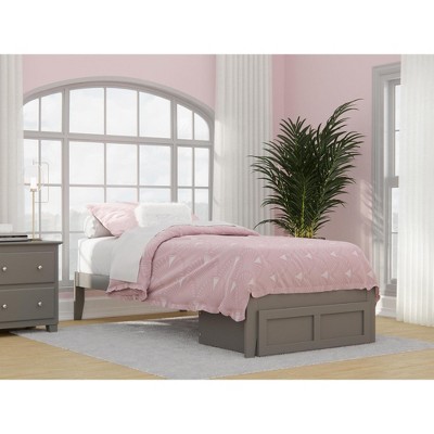 AFI Furnishings Colorado Twin Extra Long Bed with Foot Drawer and USB Turbo Charger in Grey