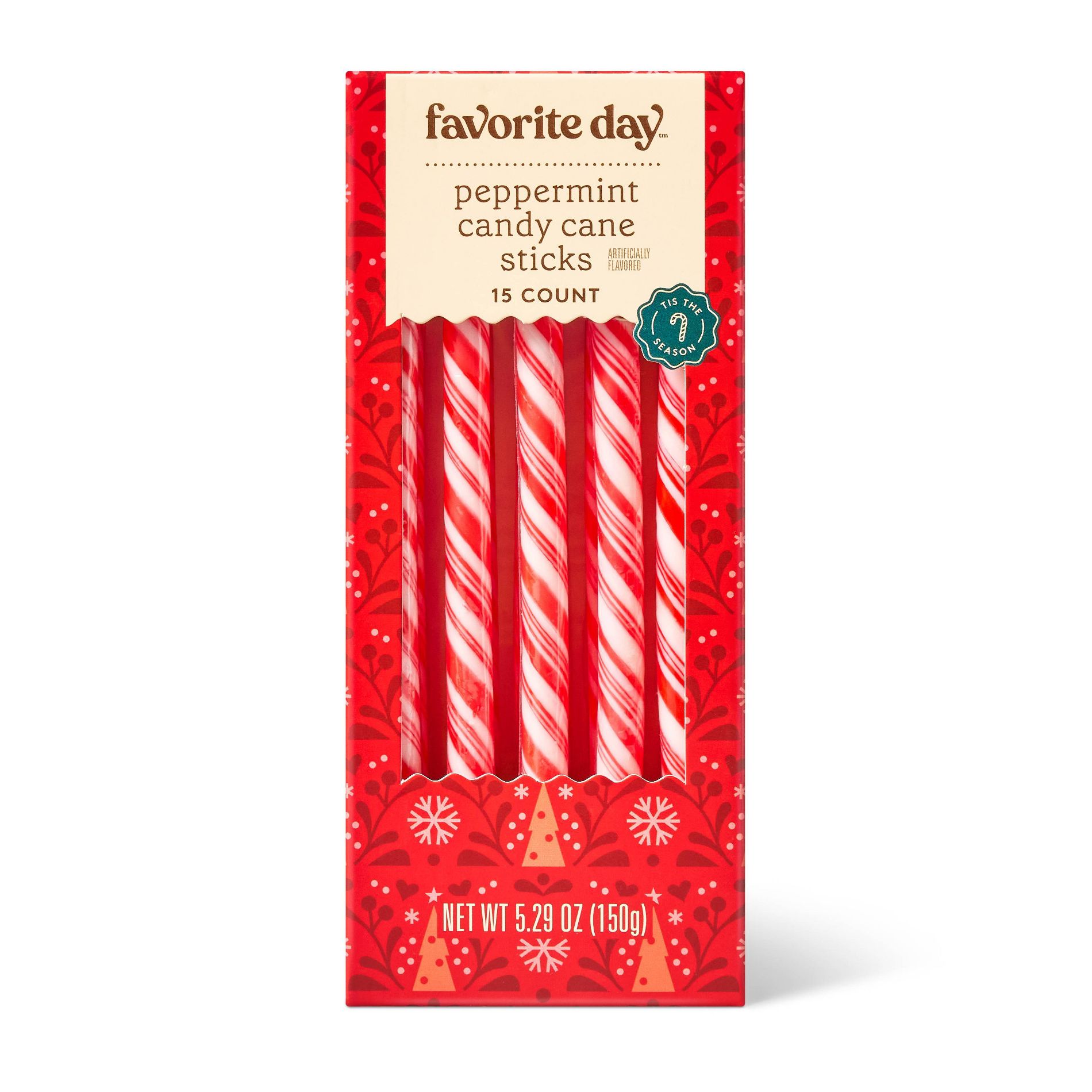 Peppermint Christmas Candy Cane Stirrers - 5.29oz - Favorite Day™