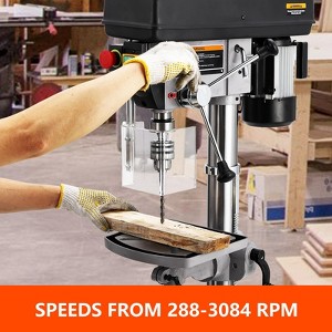15 in Floor Drill Press, with Swing-away Safety Guard, 288-3084 RPM Variable Speed, 0-45° Tilting Worktable, Tabletop Drilling Machine for Wood Metal - 1 of 4
