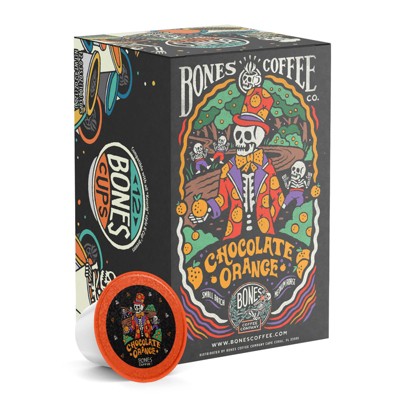 Bones Coffee Company Chocolate Orange Flavored Coffee Pods, 12 ct Single-Serve Bones Cups Compatible with Keurig Coffee Maker