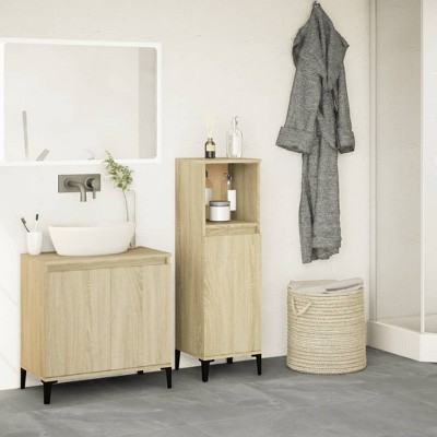 CLIHOME 39.4 in H Bathroom Storage Cabinet Engineered Wood Display Cabinet Home Organiser Furniture With Metal Legs
