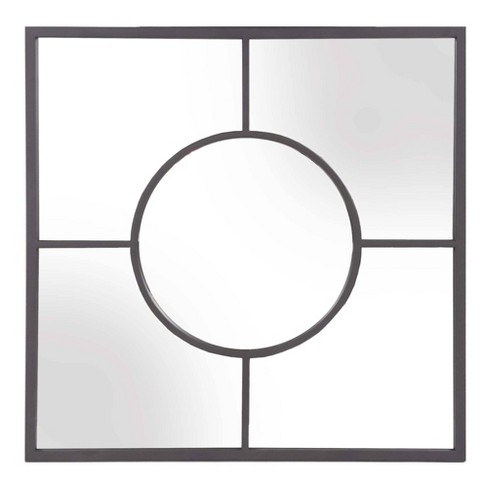 Howard Elliott 24"x24" Square Geometric Wall Mirror with Graphite Frame: Modern Decor, Metal, Wall Mount - image 1 of 4