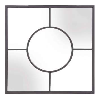 Howard Elliott 24"x24" Square Geometric Wall Mirror with Graphite Frame