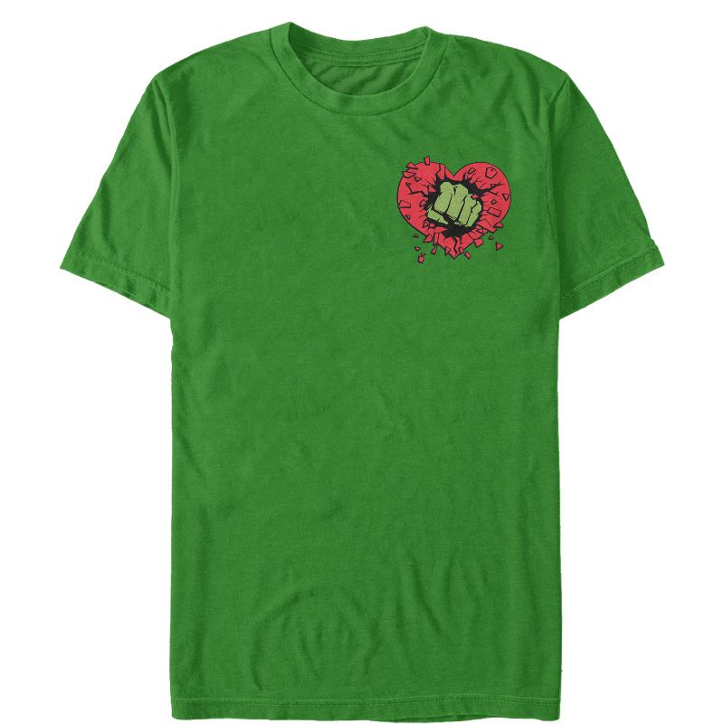 Men's Marvel Valentine's Day Hulk Heart Smash T-Shirt, 1 of 5
