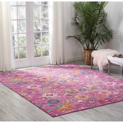Fuchsia Floral Bliss Synthetic 8' x 10' Rectangular Area Rug