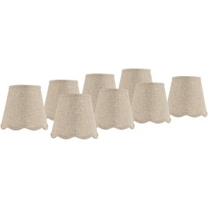 Springcrest 4" Top x 6" Bottom x 5 1/2" High x 5 1/2" Slant Lamp Shade Replacement Set of 8 Small Fawn Brown Bell Modern Scalloped Clip On Candelabra - 1 of 4