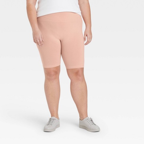 Women's Plus Size High-waist Cotton Blend Seamless 7 Inseam Bike Shorts -  A New Day™ Blush 1x : Target
