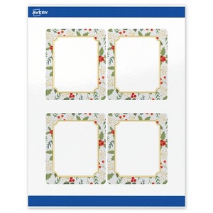 Avery Labels, 4" x 3-1/3", Gold-Blue Border Berries, Glossy, 40ct - 1 of 4