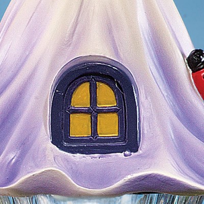 Purple Resin Solar Fairy House Garden Light with Flower Roof