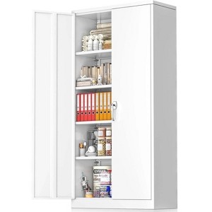 ELJGET 71" Metal Storage Cabinet with Pegboard, Locking Garage Cabinets with Adjustable Shelves - 1 of 1