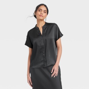 Women's Short Sleeve V-Neck Blouse - A New Day™ - 1 of 3