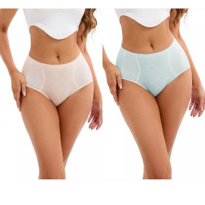 INSPIRE CHIC 2 Pcs Women's High-Waisted Underwear Briefs High Elastic Breathable Underpants