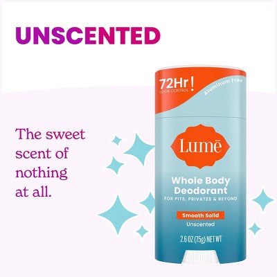 Lume Whole Body Women&#8217;s Deodorant - Smooth Solid Stick - Aluminum Free - Unscented - 2.6oz_0