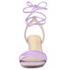 Allegra K Women's Kitten Heel Lace Up Suede Heeled Sandals - 2 of 4