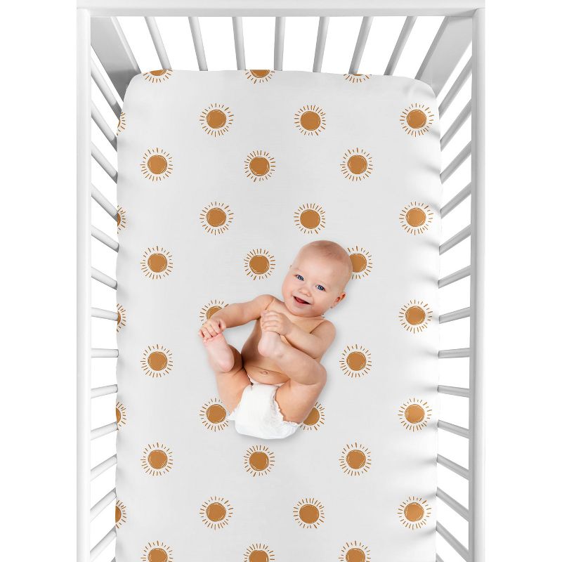 Sweet Jojo Designs Boy Girl Gender Neutral Unisex Baby Fitted Crib Sheet Boho Sun Collection White and Orange, 5 of 8