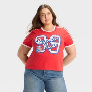 Women's Puerto Rico Short Sleeve Graphic Baby T-Shirt - Red - 1 of 3