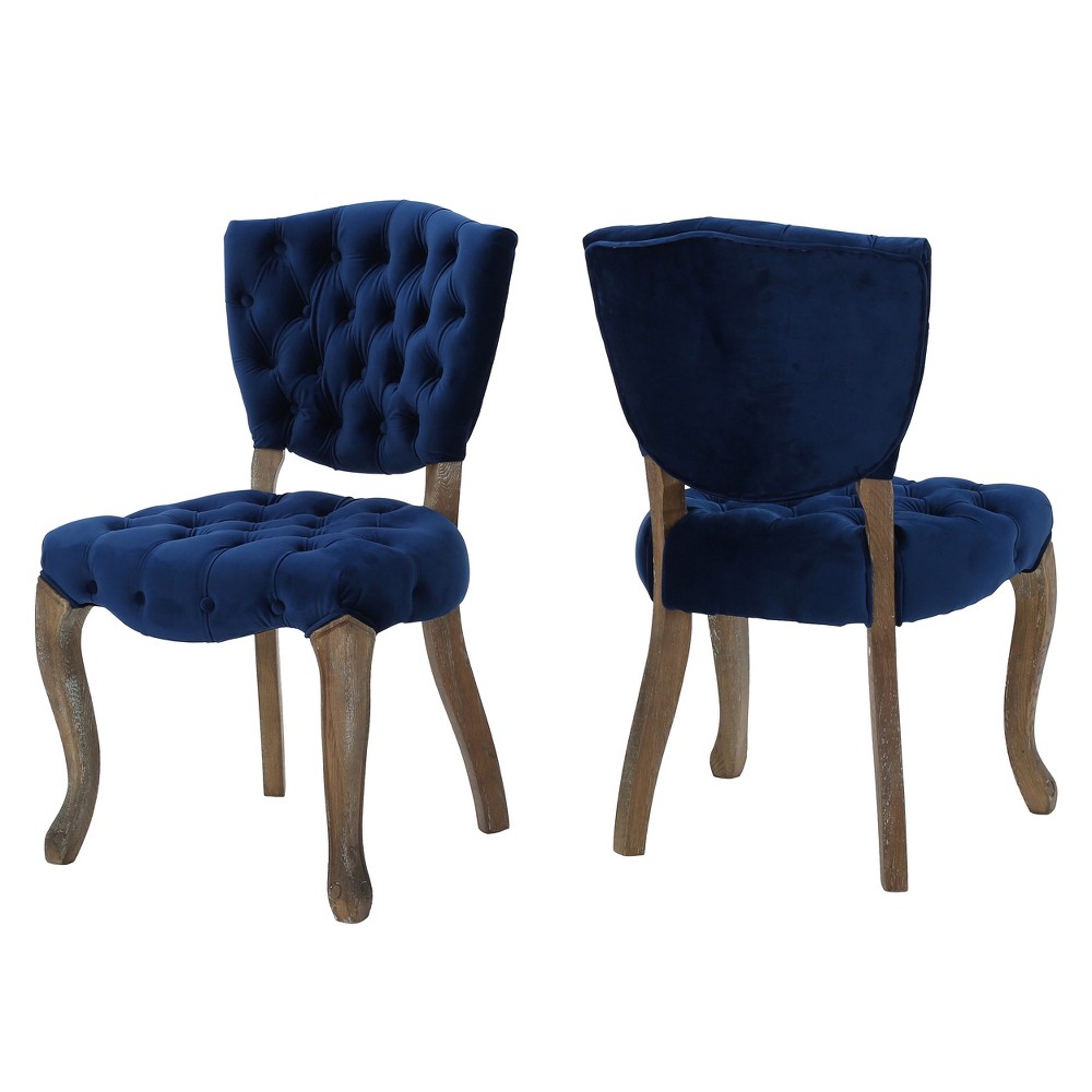 Photos - Chair Bates Tufted Dining  Set 2ct Navy - Christopher Knight Home