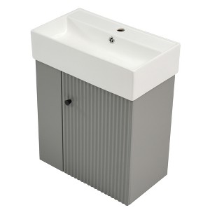 Dexmalle Gray 21.6 inch Modern Floating Bathroom Vanity with Left side storage - 1 of 4