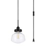 Elegant Lighting Lyle 1 light Black and Clear seeded glass plug in pendant - 3 of 4