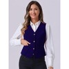 INSPIRE CHIC Women's Steampunk Velvet Sleeveless Button-Down V-Neck Suit Vest - 2 of 4