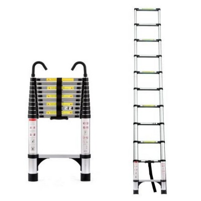 Syemin Ladders 10.5ft Multi-functional Foldable Ladder, Aluminum Retractable Ladder, Telescoping Heavy Duty Ladder, Silver, 18.3"*2.75"*31.5"