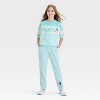 Girls' Bluey Dreamy Fleece Sweatpants - Aqua Blue - 4 of 4