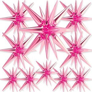 PartyWoo Foil Balloons Pink Star Starburst Pearl 42 27 22 Inch 10 pcs - 1 of 4