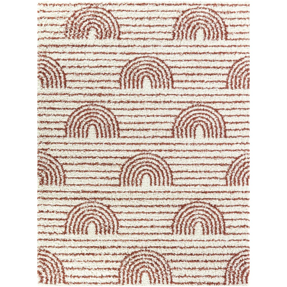 5'3"x7' hailey rainbow striped kids' rug white/red - balta rugs: fade & stain-resistant, high pile, kids room rug